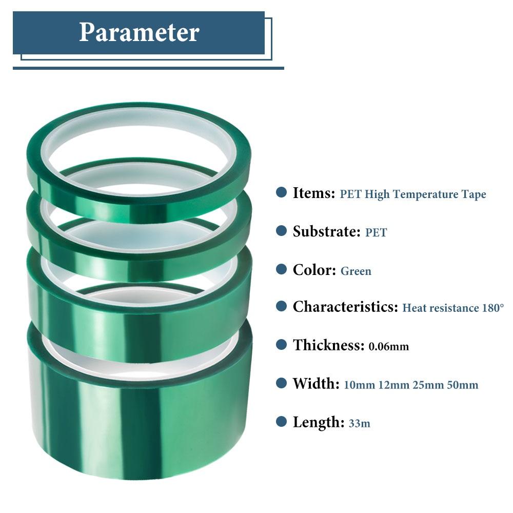 Green polyester acrylic tape high temp masking tape for powder coating anodizing PCB plating